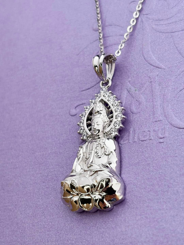 Mặt dây Bạc cao cấp Phật Bà Quan Âm | Guanyin Buddha Pendant in Sterling Silver by AME Jewellery