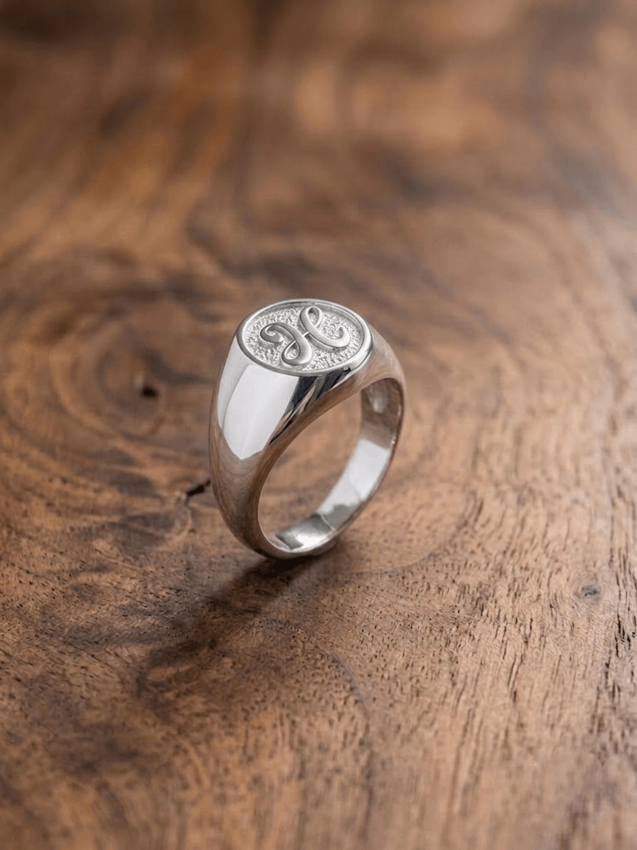 H Personalized Monogram Signet Ring in Sterling Silver - AME Jewellery