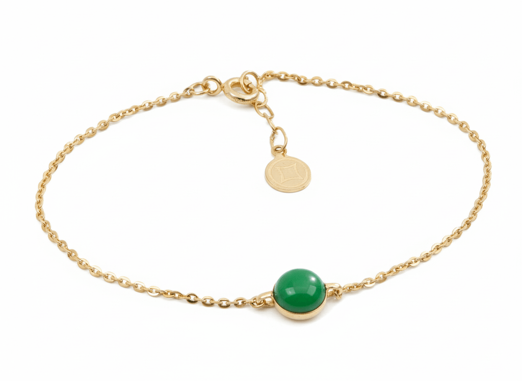 Lắc tay Vàng Đá quý thiên nhiên Cẩm Thạch Miến Điện | Burmese Jadeite Jade Bracelet in 14K Yellow Gold by AME Jewellery