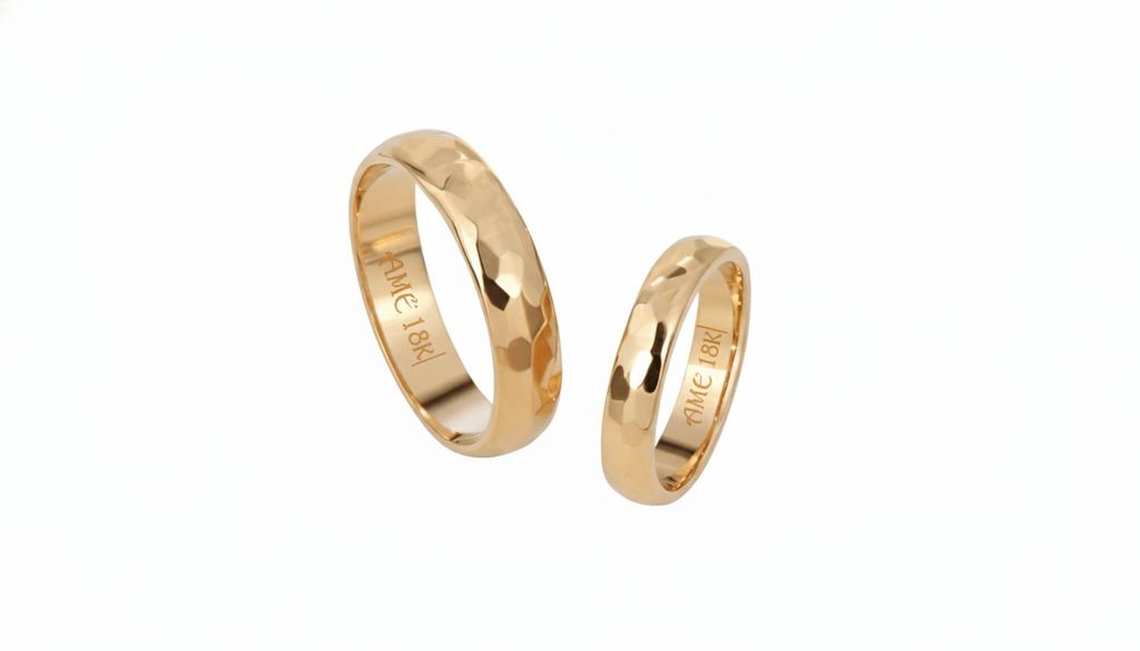 Faceted Wedding Rings in 18K Yellow Gold | Nhẫn cưới Vàng | AME Jewellery
