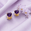 Natural Heart-cut Amethyst Earrings in 14K Yellow Gold - AME Jewellery