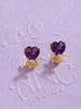 Bông tai Vàng 14K Đá quý tự nhiên Amethyst tim - AME Jewellery