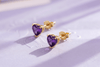 Boucles d'oreilles en améthystes taille cœur de en or jaune 14K - AME Jewellery