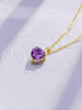 Mặt dây chuyền Vàng Đá quý tự nhiên Natural Heart-cut Amethyst Pendant 14K Yellow Gold by AME Jewellery