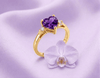 Nhẫn vàng đá quý tự nhiên Natural Heart-cut Amethyst Ring in 14K Yellow Gold by AME Jewellery