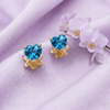 Bông tai Vàng đá quý tự nhiên Natural Heart-cut Blue Topaz Earrings in 14K yellow gold by AME Jewellery