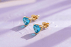 Bông tai Vàng đá quý tự nhiên Natural Heart-cut Blue Topaz Earrings in 14K yellow gold by AME Jewellery