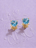 Bông tai Vàng đá quý tự nhiên Natural Heart-cut Blue Topaz Earrings in 14K yellow gold by AME Jewellery