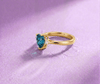 Natural Heart-cut London Blue Topaz Ring in 14K Yellow Gold by AME Jewellery.