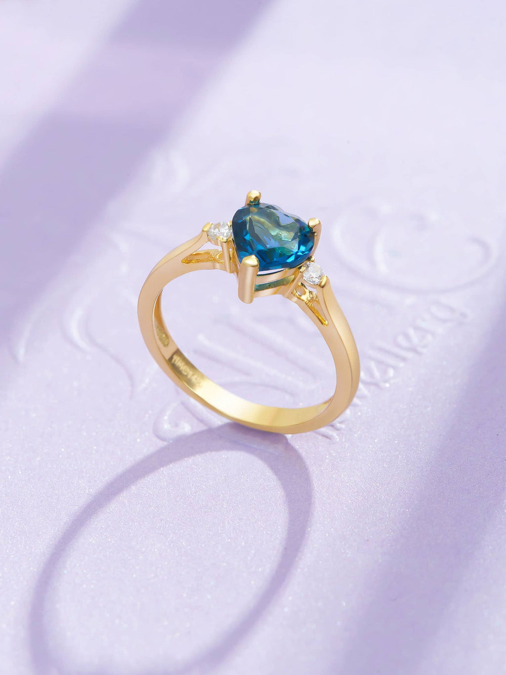 Nhẫn nữ Vàng Đá quý tự nhiên Heart-cut London Blue Topaz Ring in 14K Yellow Gold by AME Jewellery