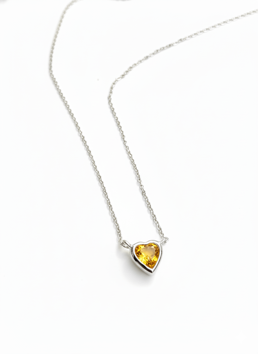 Dây chuyền Đá quý tự nhiên Heart-cut Citrine Chain Necklace in Sterling Silver by AME Jewellery