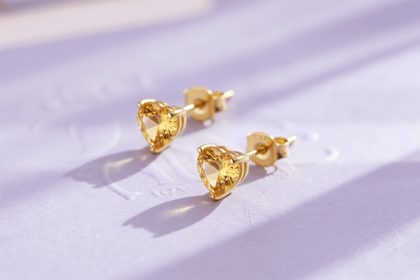 Bông tai  Vàng Đá quý tự nhiên Heart Citrine Earrings in 14K Yellow Gold by AME Jewellery