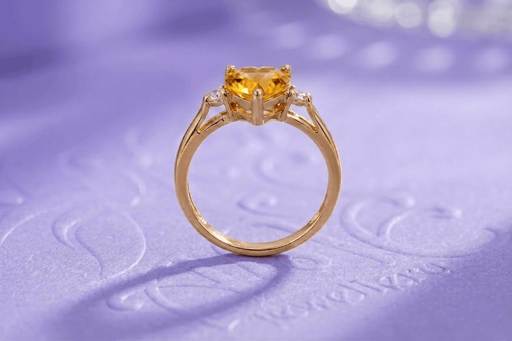 Nhẫn vàng đá quý tự nhiên Natural Heart Citrine Ring in 14K Yellow Gold by AME Jewellery