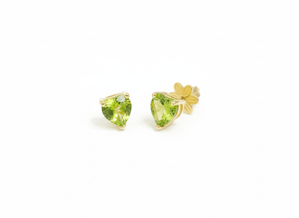 Bông tai Vàng Đá quý tự nhiên Heart Peridot Earrings in 14K Yellow Gold by AME Jewellery