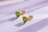 Natural Heart-cut Peridot Earrings in 14K Yellow Gold by AME Jewellery