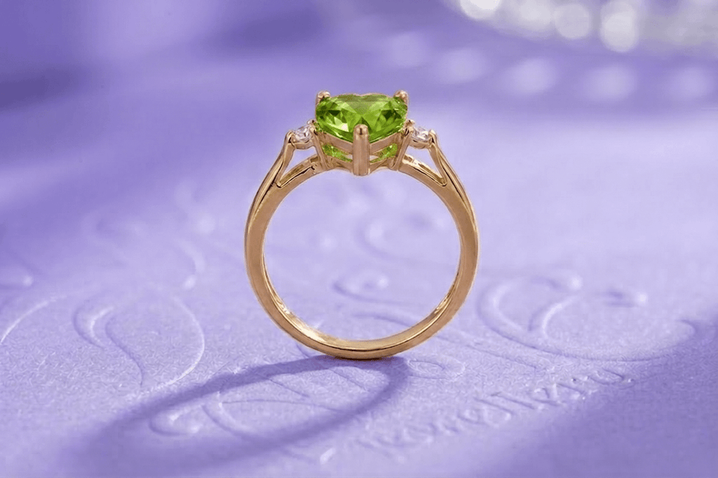 Nhẫn vàng đá quý tự nhiên Natural Heart Peridot Ring in 14K Yellow Gold by AME Jewellery