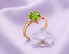 Nhẫn vàng đá quý tự nhiên Natural Heart Peridot Ring in 14K Yellow Gold by AME Jewellery