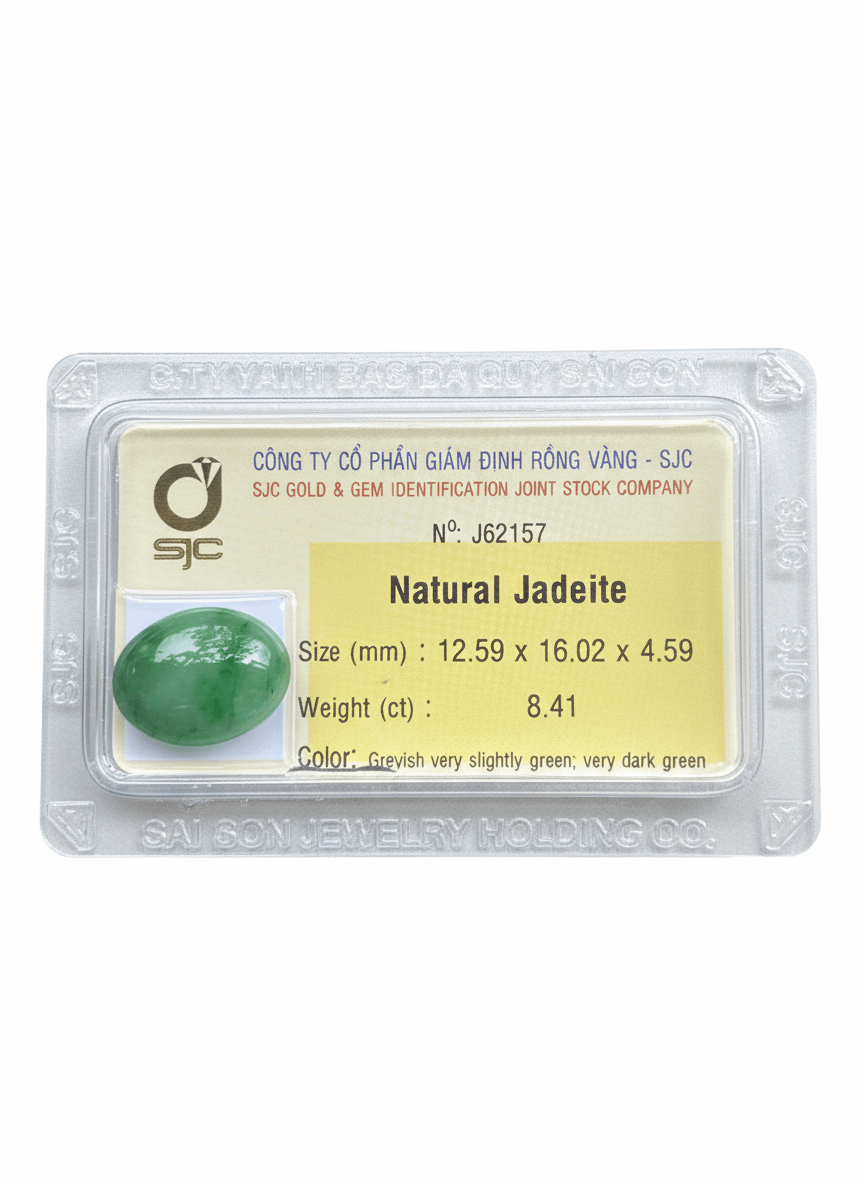 Natural Oval cabochon Green Jadeite  J62157 - AME Jewellery