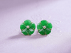 Burmese Jadeite Jade Carved Apricot Blossom Flower Earrings in 14K Yellow Gold by AME Jewellery. The brilliant beauty of the Yellow Apricot Blossom is the inspiration behind the design of these jade earrings that are imbued with Vietnamese culture.