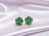  Burmese Jadeite Jade Carved Apricot Blossom Earrings in 14K Yellow Gold by AME Jewellery