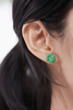 Burmese Jadeite Jade Carved Apricot Blossom Earrings in 14K Yellow Gold by AME Jewellery