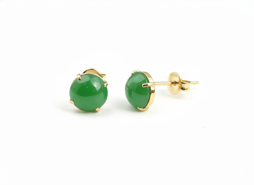 Bông tai Vàng 14K Cẩm thạch thiên nhiên Jadeite Jade Gold Earrings by AME Jewellery