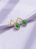 Bông tai Vàng Cẩm thạch thiên nhiên Burmese Jadeite Jade Earrings in 14K Yellow Gold by AME Jewellery
