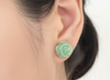 Bông tai Vàng Đá quý tự nhiên Cẩm Thạch Burmese Jadeite Jade Rose Flower Gold Earrings by AME Jewellery