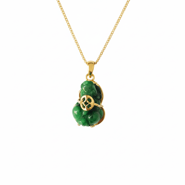 Mặt dây Vàng 14K Tỳ hưu đá Cẩm thạch thiên nhiên | Myanmar Carved Pixiu Jadeite Jade Gold Pendant | AME Jewellery Jewellery