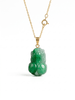 Mặt dây Vàng 14K Tỳ hưu đá Cẩm thạch thiên nhiên | Myanmar Carved Pixiu Jadeite Jade Gold Pendant | AME Jewellery Jewellery