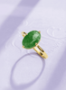 Nhẫn Vàng Đá quý Cẩm thạch thiên nhiên Oval cabochon Jadeite Jade Ring in 14K Yellow Gold by AME Jewellery