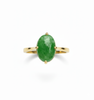 Nhẫn Vàng Đá quý Cẩm thạch thiên nhiên Oval cabochon Jadeite Jade Ring in 14K Yellow Gold by AME Jewellery
