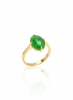 Nhẫn Vàng Đá quý Cẩm thạch thiên nhiên Oval cabochon Jadeite Jade Ring in 14K Yellow Gold by AME Jewellery