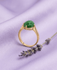Nhẫn Vàng Đá quý Cẩm thạch thiên nhiên Oval cabochon Jadeite Jade Ring in 14K Yellow Gold by AME Jewellery