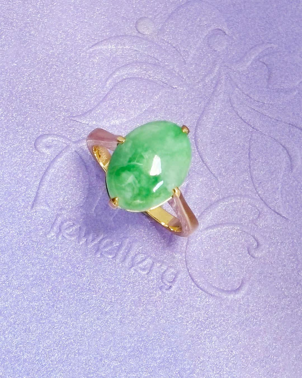 Nhẫn Vàng Đá quý thiên nhiên Cẩm Thạch | Burmese Jadeite Jade Ring in 14K Yellow Gold by AME Jewellery