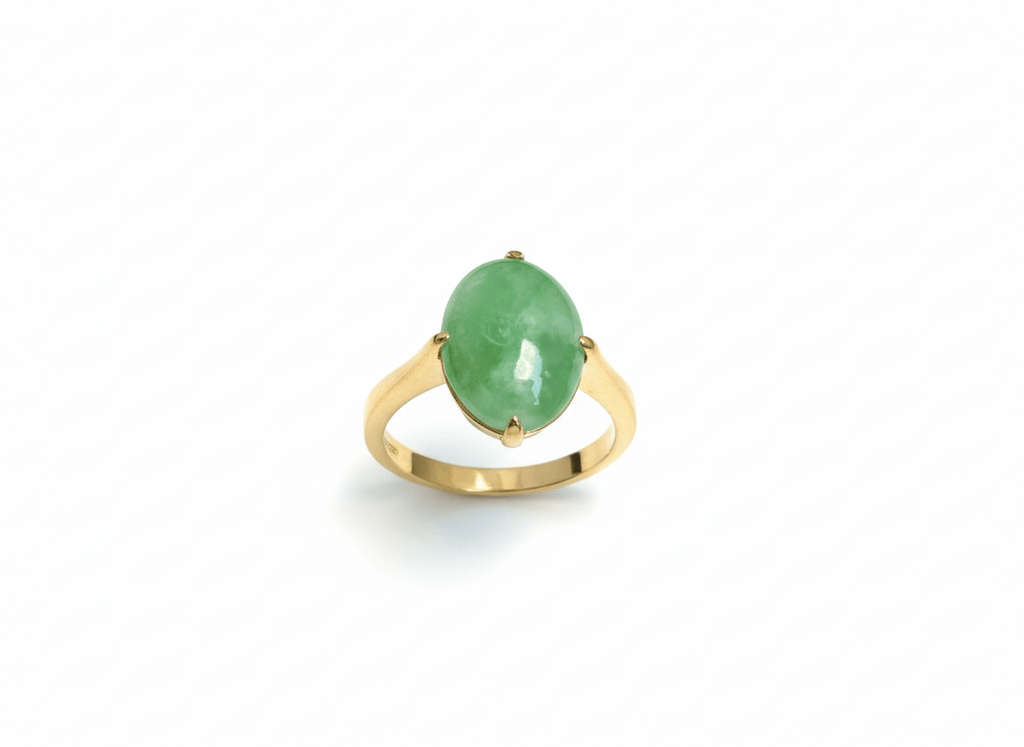 Nhẫn Vàng Đá quý thiên nhiên Cẩm Thạch | Burmese Jadeite Jade Ring in 14K Yellow Gold by AME Jewellery