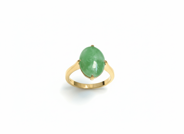 Nhẫn Vàng Đá quý thiên nhiên Cẩm Thạch | Burmese Jadeite Jade Ring in 14K Yellow Gold by AME Jewellery