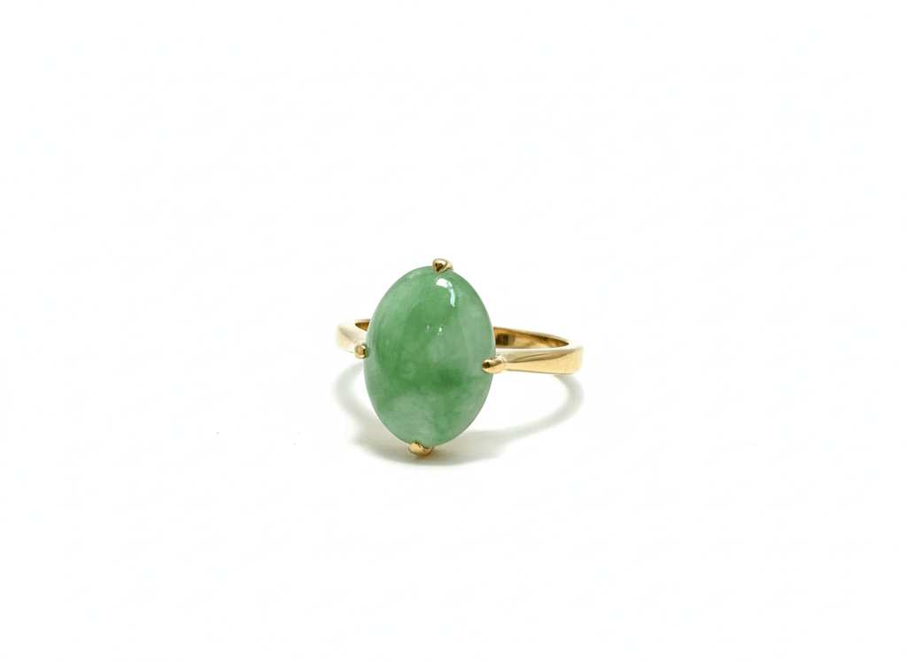 Nhẫn Vàng Đá quý thiên nhiên Cẩm Thạch | Burmese Jadeite Jade Ring in 14K Yellow Gold by AME Jewellery