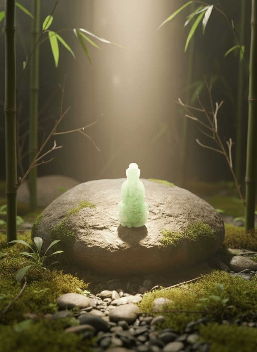 Mặt dây Cẩm thạch Phật Bà Quan Âm | Burmese Natural Jadeite Jade Guanyin Buddha Gold Pendant | AME Jewellery