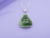 Mặt dây Vàng trắng Tượng Phật Di Lặc Cẩm thạch thiên nhiên Jadeite Jade Maitreya Buddha Pendant 10K White Gold by AME Jewellery