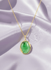 Mặt dây Bông Lúa Vàng Đá quý thiên nhiên Cẩm Thạch Miến Điện - Burmese Jadeite Jade Rice Panicle Pendant in 14K Yellow Gold by AME Jewellery