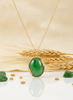 Mặt dây Bông Lúa Vàng Đá quý thiên nhiên Cẩm Thạch Miến Điện - Burmese Jadeite Jade Rice Panicle Pendant in 14K Yellow Gold by AME Jewellery