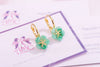 Jadeite Jade Carved Apricot Blossom Earrings 14K Yellow Gold | AME Jewellery