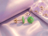 Burmese BI / Donut Circle Jadeite Jade Earrings in 14K Yellow Gold by AME Jewellery. 
