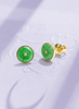 Bông tai Vàng Đồng điếu Cẩm thạch thiên nhiên Burmese BI / Donut Circle Jadeite Jade Bezel Earrings in 14K Yellow Gold by AME Jewellery
