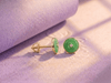 Natural Burmese BI / Donut Circle Jadeite Jade Earrings in 14K Yellow Gold by AME Jewellery