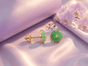 Natural Burmese BI / Donut Circle Jadeite Jade Earrings in 14K Yellow Gold by AME Jewellery