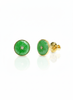Bông tai Vàng Đồng điếu Cẩm thạch thiên nhiên Burmese BI / Donut Circle Jadeite Jade Bezel Earrings in 14K Yellow Gold by AME Jewellery