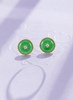 Bông tai Vàng Đồng điếu Cẩm thạch thiên nhiên Burmese BI / Donut Circle Jadeite Jade Bezel Earrings in 14K Yellow Gold by AME Jewellery