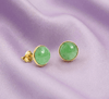 Bông tai Vàng Đá quý Cẩm thạch thiên nhiên Miến Điện Burmese Jadeite Jade Earrings in 14K Yellow Gold by AME Jewellery